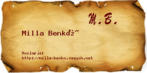 Milla Benkő névjegykártya